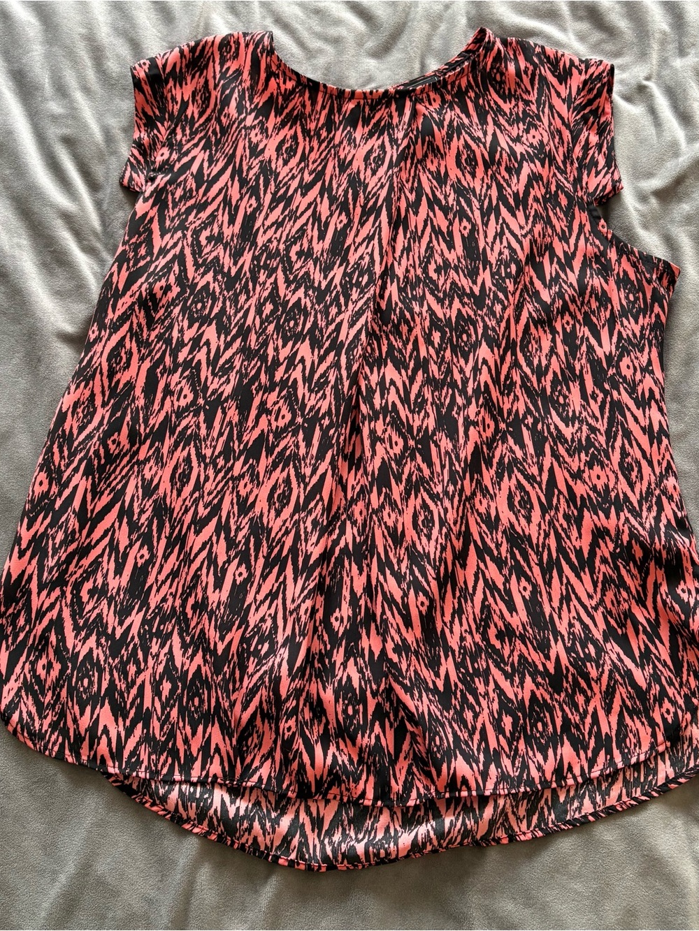 Sleeveless Ikat Print Top in Coral and Black